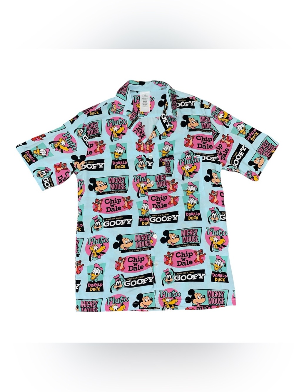 Disney Parks Mickey Mouse & Friends Woven Camp Button-Up Shirt Size Small